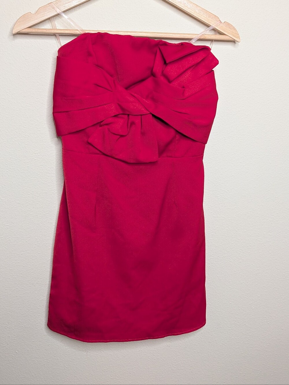 Strapless Red Mini Dress with Bow Detail‎ Size XS
